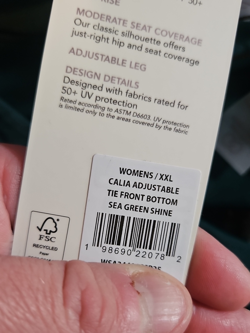 CALIA Adjustable Tie Front Swim Bottoms: SEA GREEN SHINE: NEW WITH TAGS: SZ XXL - Picture 3 of 4